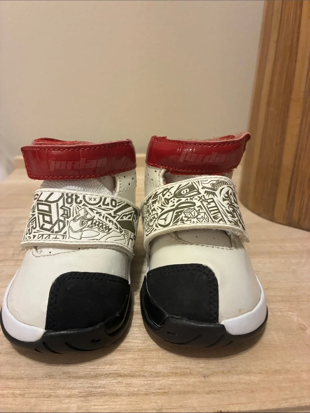 Nike Jordan Infant White and Red High-Top Sneakers with Graphic Strap - Picture 2 of 4